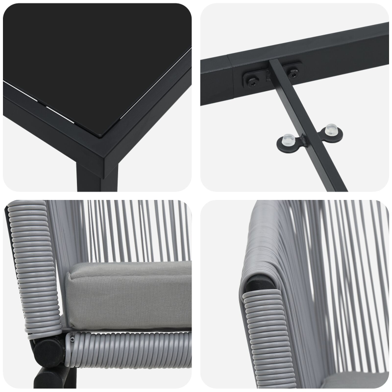 5-teiliges Garten-Esszimmer-Set Graues Poly-Rattan