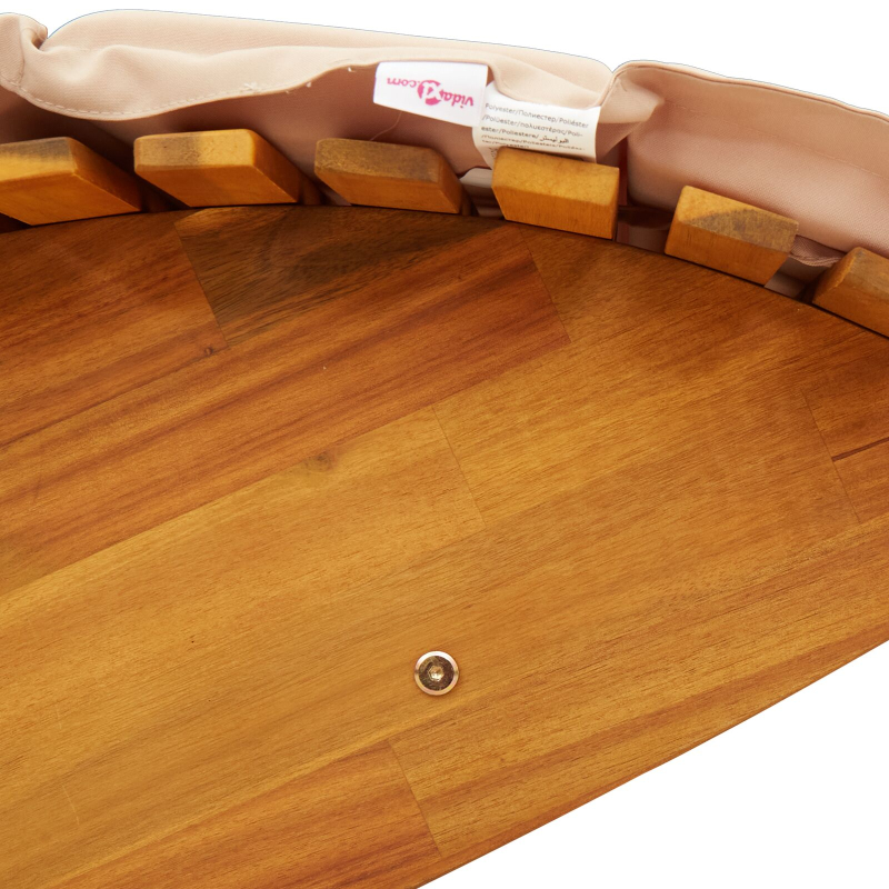 Sonnenliege Set aus 2 Beige Holz und gepolsterter Stoff Groß