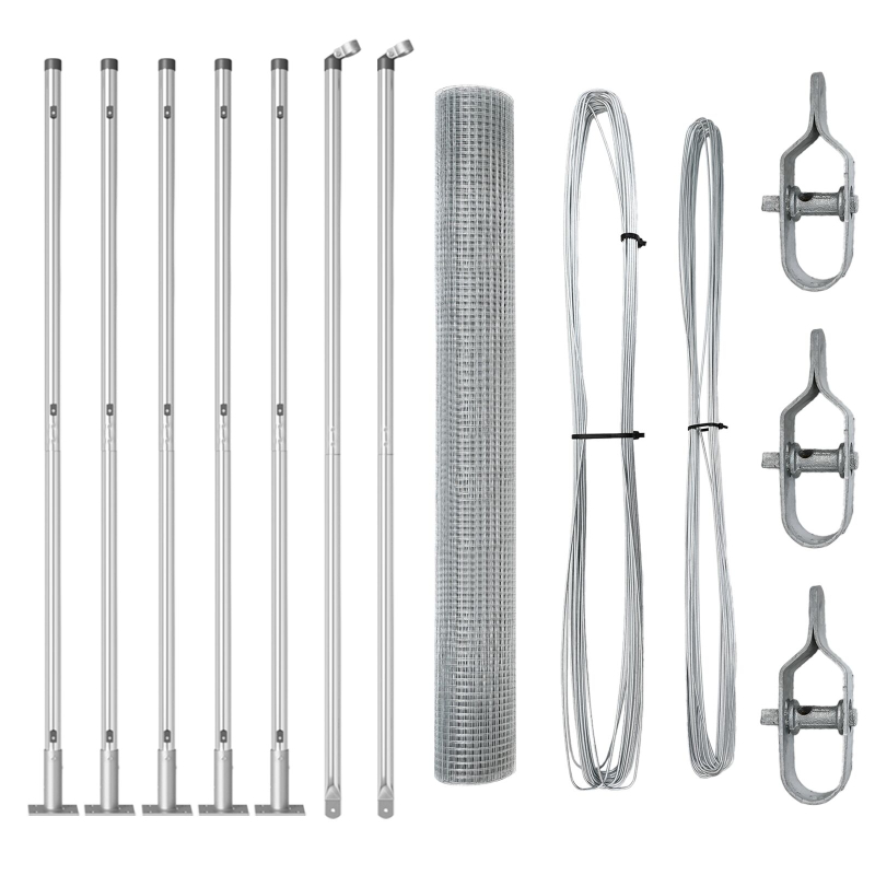 Geschweißter Drahtzaun mit 7 Flanschpfosten 0,8x10 m Verzinkter Stahl