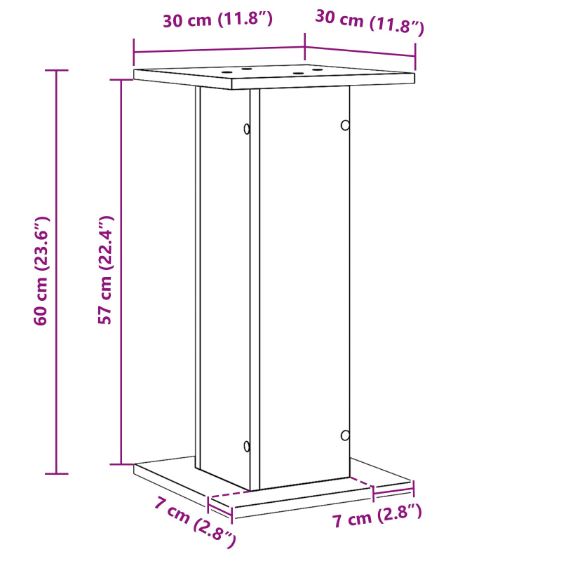 Lautsprecherständer 2 Stück Schwarz Eiche 30x30x60 cm Holzwerkstoff