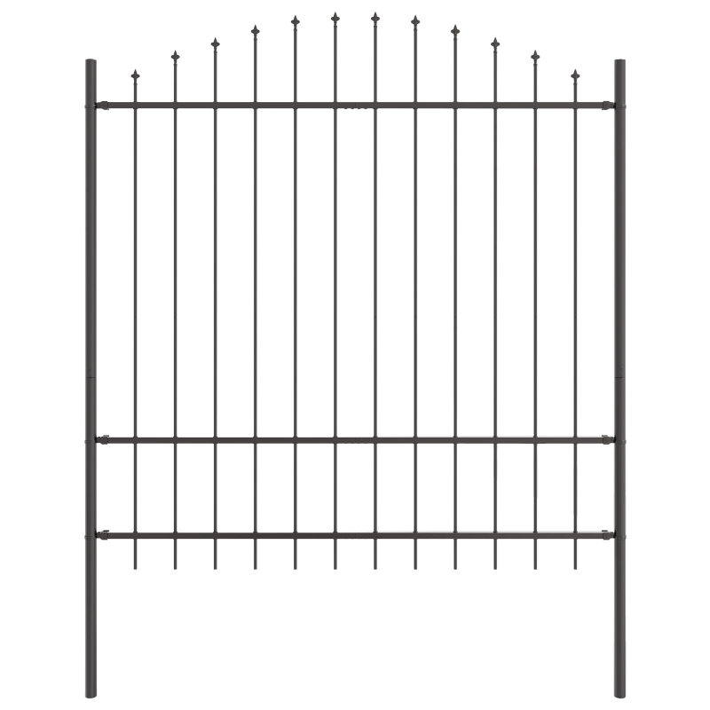 Gartenzaun mit Bogenoberteil Grau 11,9 x 1,75 m aus Stahl