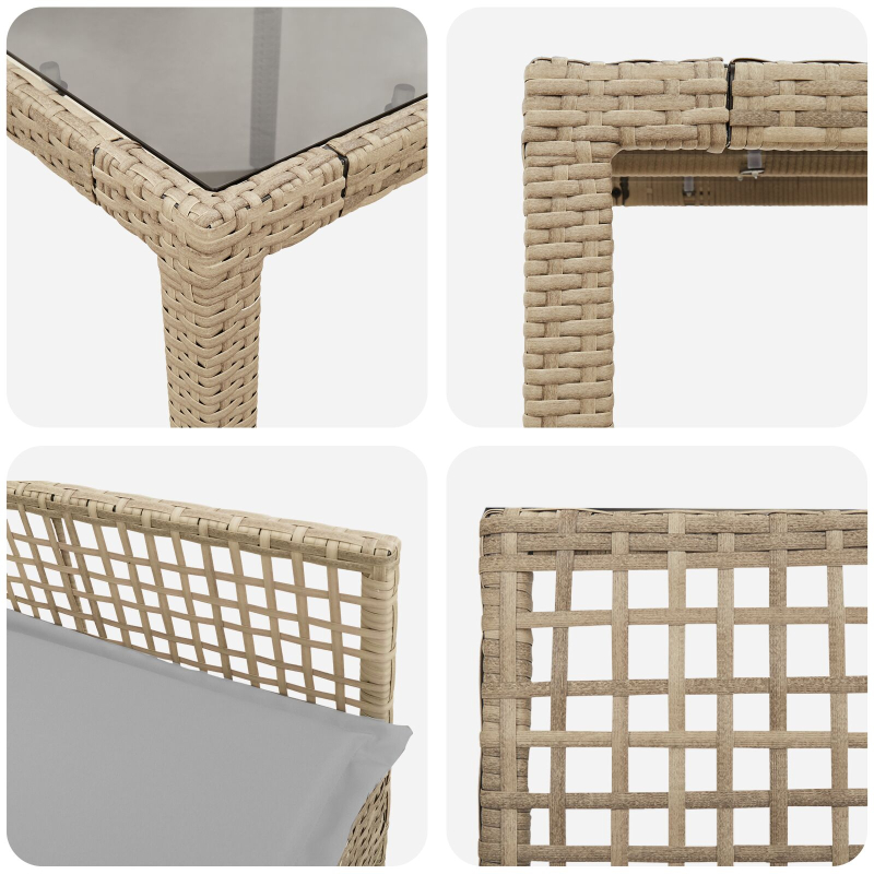 5-teilige Garten-Essgruppe mit Kissen Beige Poly Rattan