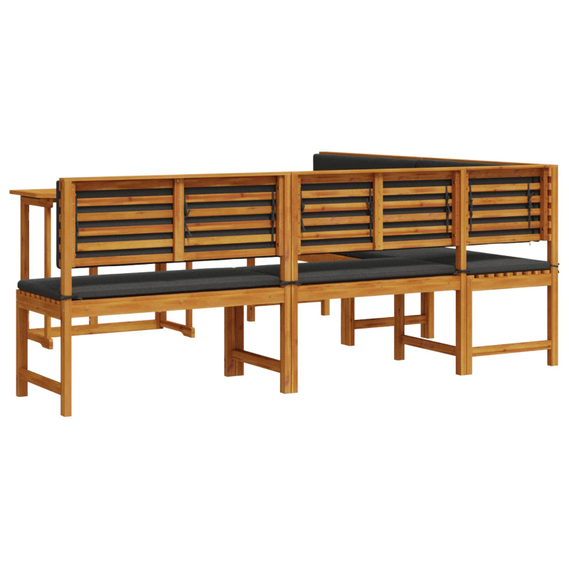 4-teiliges Garten-Ess-Set mit Kissen aus massivem Akazienholz