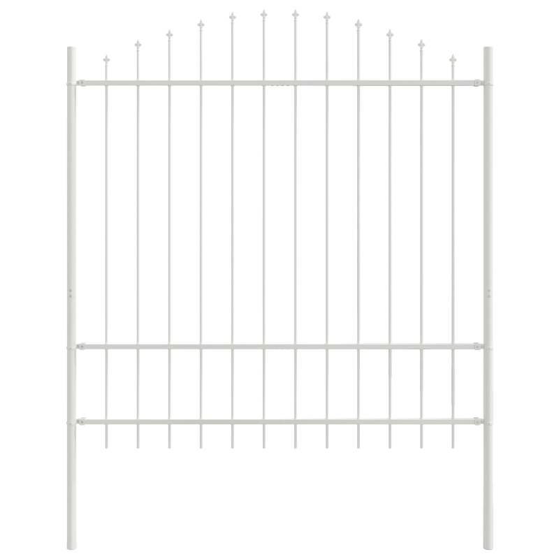 Gartenzaun mit Bogenoberteil Weiß 11,9x1,75 m Stahl