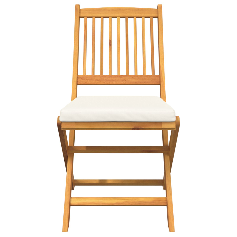 Klappgartenstühle mit weißem Kissen 4 Stück aus massivem Akazienholz