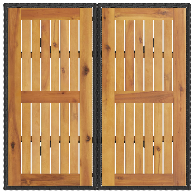 3-teiliges Garten-Essset mit Kissen Schwarz Poly Rattan