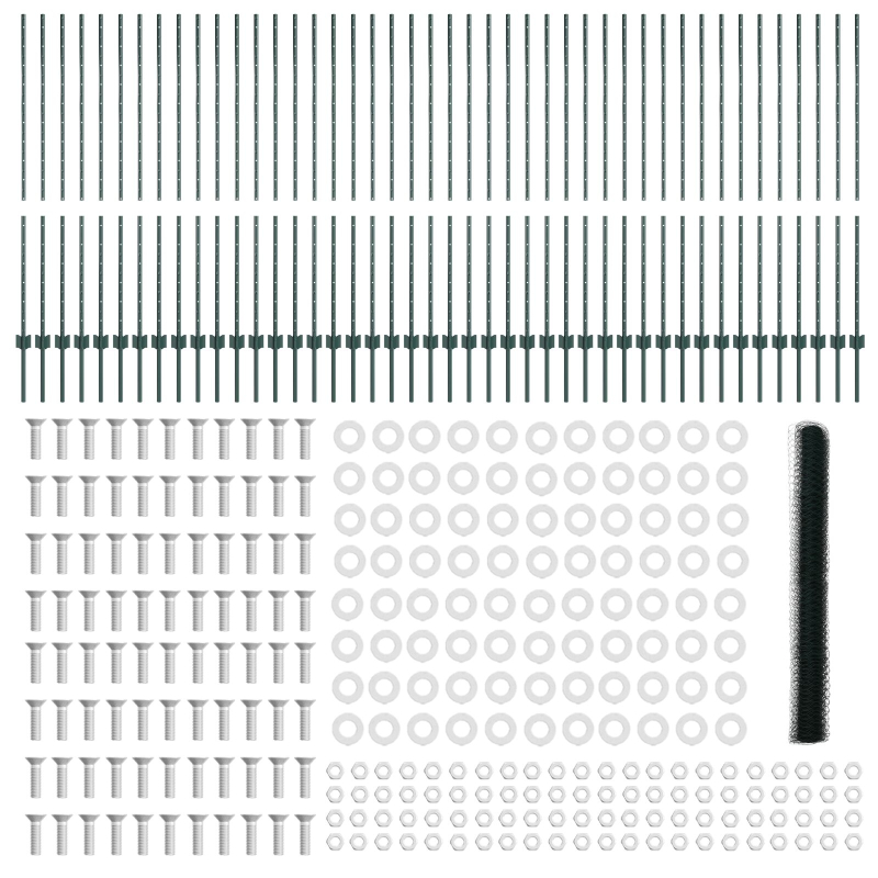 Zaunpfosten 11 Stück U-Kanal Grün 140 cm Stahl, Sechseckzaun Grün 1,4 x 100 m Stahl