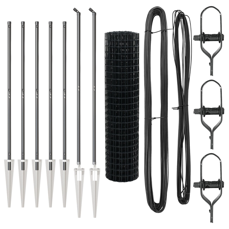 Euro Zaun mit 7 Spike-Pfosten 1,2x10 m feuerverzinkter Stahl Grau