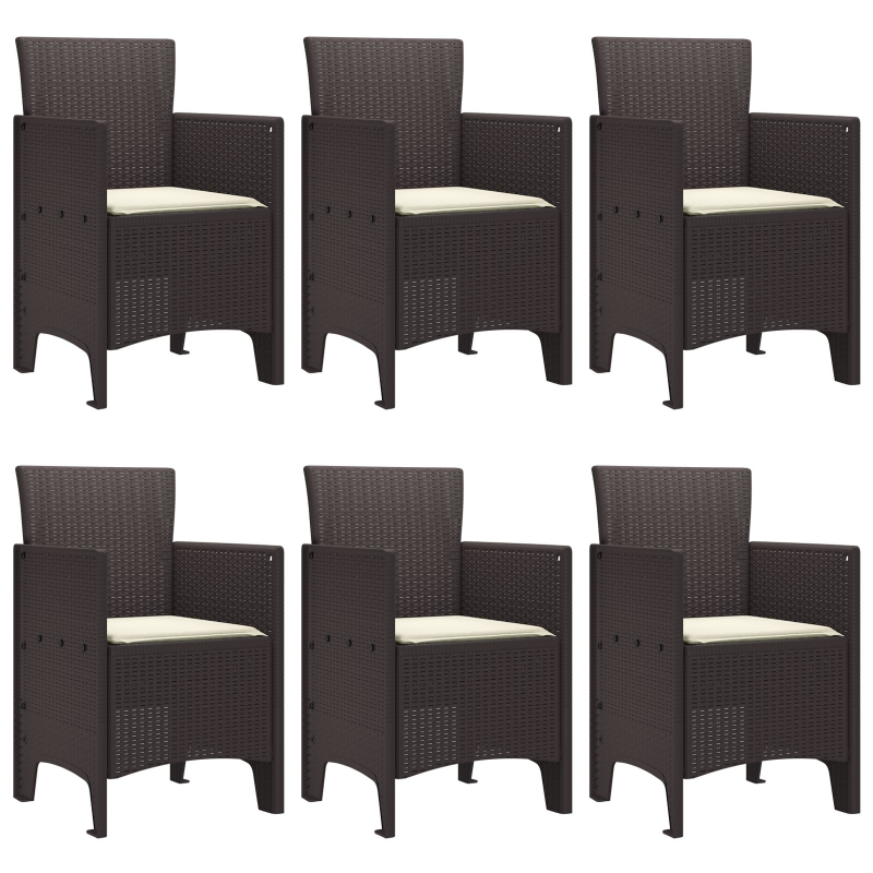 7-teiliges Garten Essset mit Kissen Braun Poly Rattan