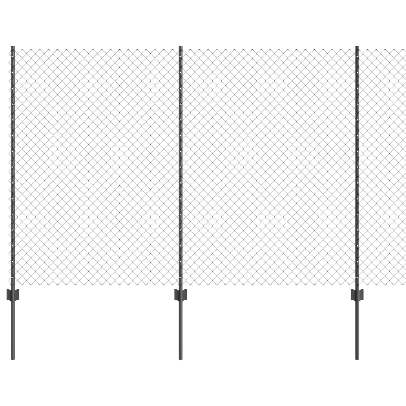 Kettenzaun mit 20 U-Pfosten Grau 1,5x10 m Stahl