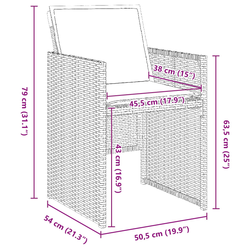 5-teiliges Garten-Essgruppen-Set mit Kissen Grau Poly Rattan
