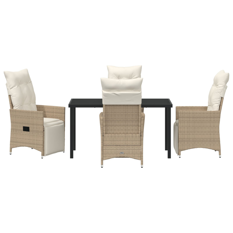 5-teiliges Garten-Dining-Set mit Kissen Beige Poly-Rattan