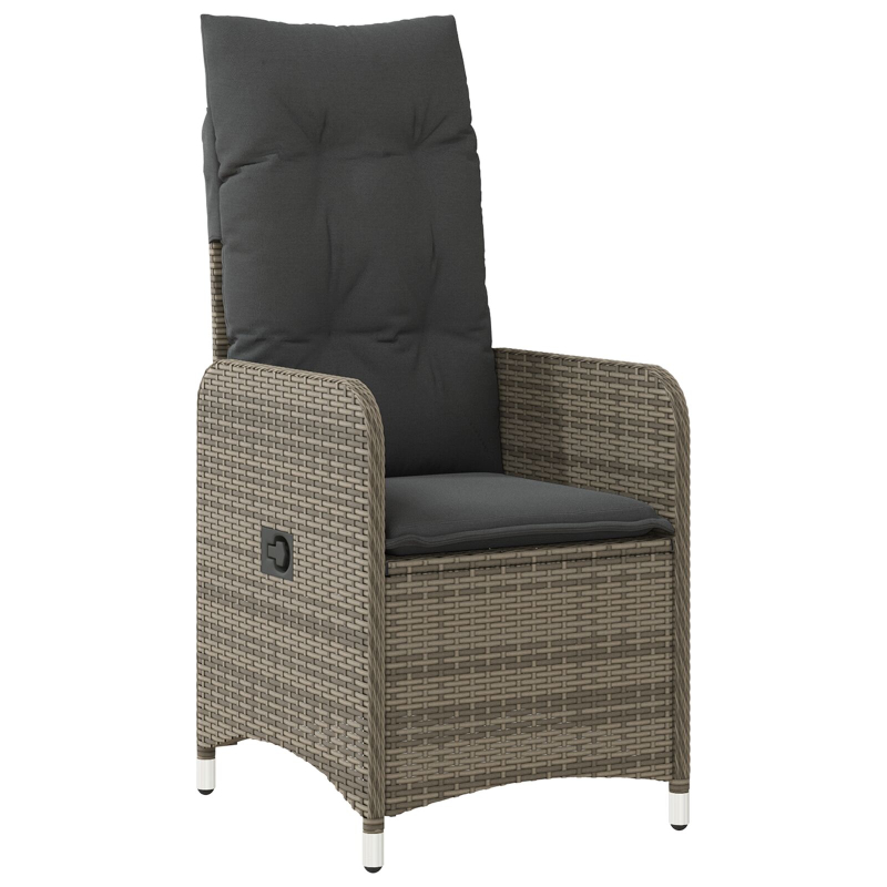 5-teiliges Garten-Ess-Set mit Kissen in Grau aus Poly-Rattan