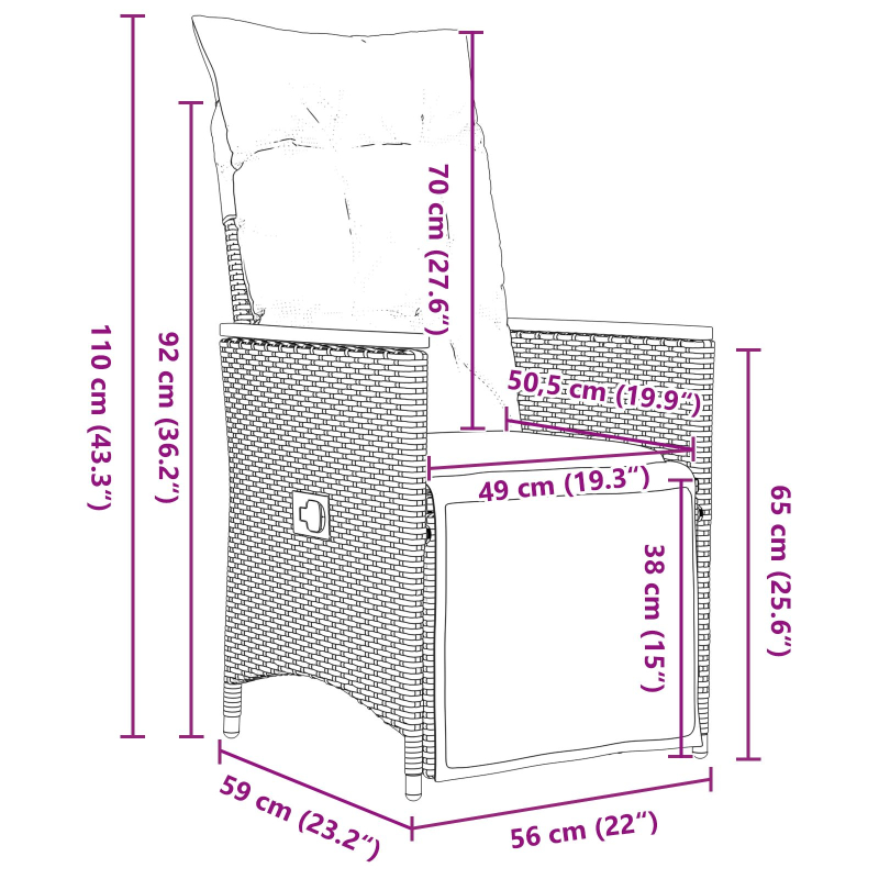 5-teiliges Garten-Dining-Set mit Kissen Schwarzes Poly Rattan