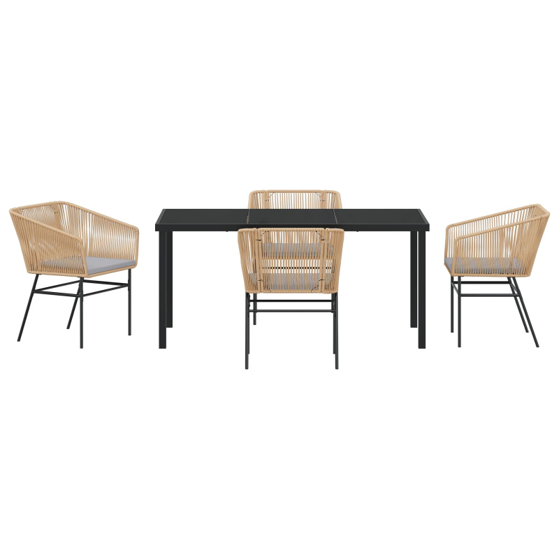 Set aus 3 Braun PE-Rattan Standard UV-beständige Materialien