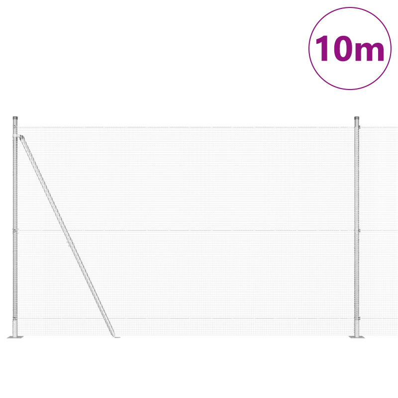 Schweißen Drahtzaun mit 7 Flanschpfosten 1.5x10 m Verzinkter Stahl