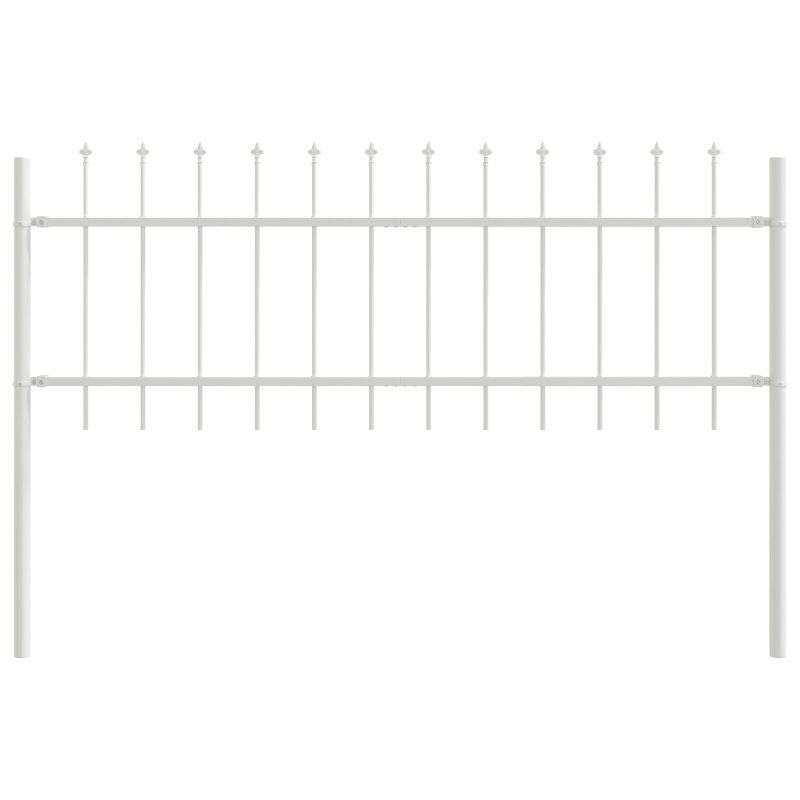 Gartenzaun mit Speer-Top in Weiß, 5,1x0,6 m aus Stahl
