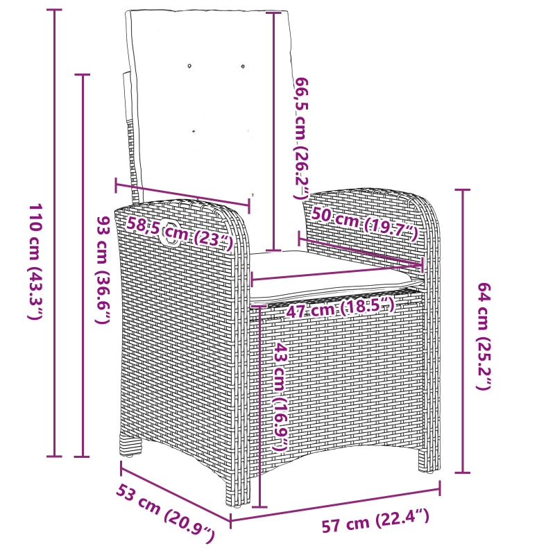 7-teiliges Garten-Essset mit Kissen Beige Poly Rattan
