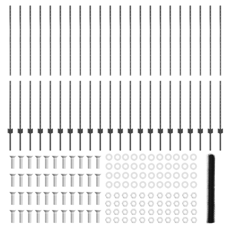 Zaunpfosten 22 Stück U-Kanal Grau 160 cm Stahl, Sechseckzaun Grau 1,6x50 m Stahl