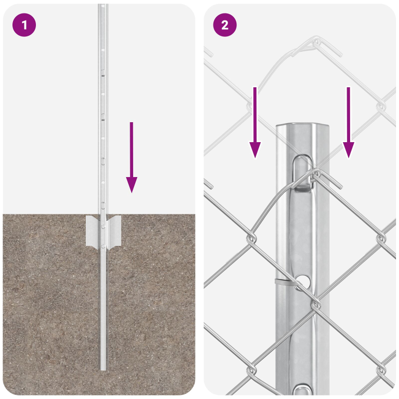 Kettenzaun mit 10 U-Posts Silber 0.6x10 m Stahl
