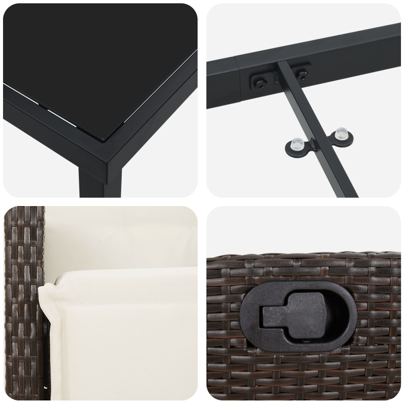 5-teiliges Garten-Esstisch-Stuhl Set Braun Poly Rattan