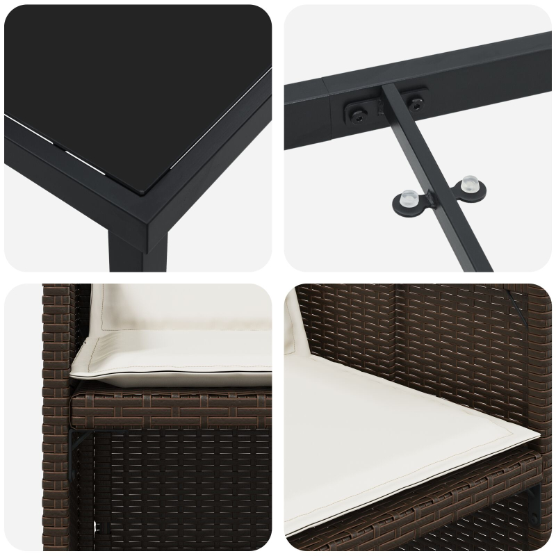 5-teilige Garten-Essgruppe mit Kissen Braun Poly-Rattan