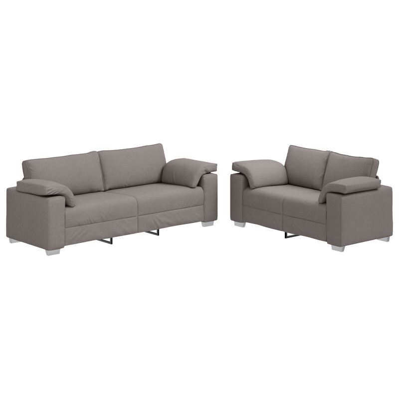 2-teiliges Sofaset mit Kissen Taupe Stoff