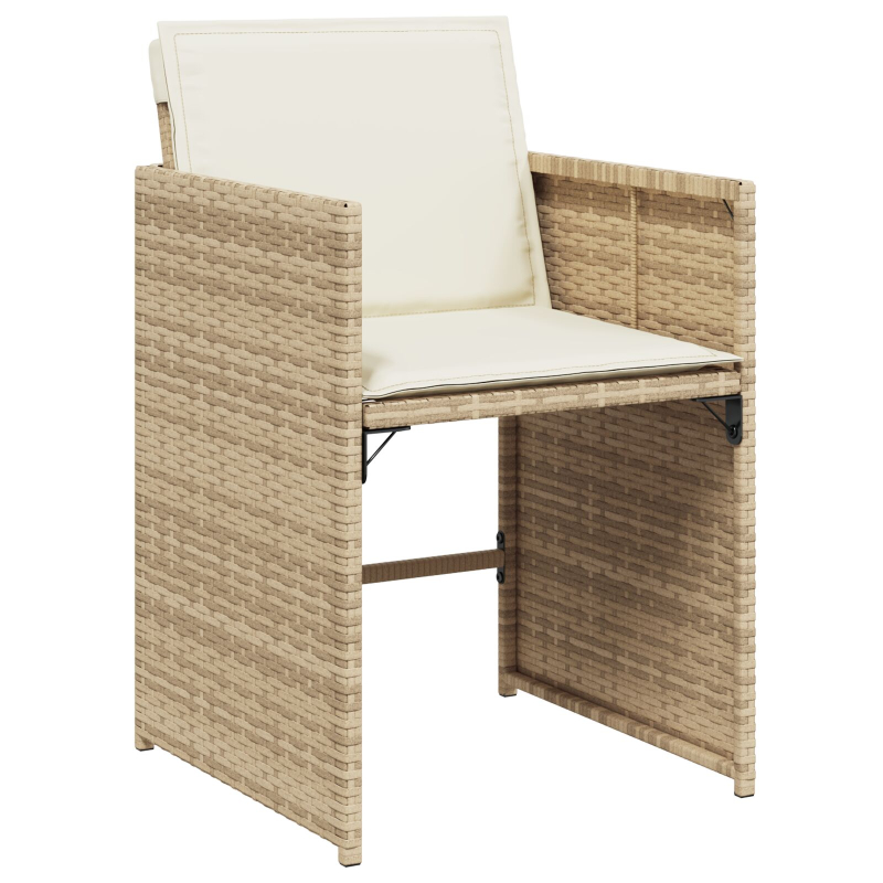 5-teiliges Garten-Dining-Set mit Kissen Beige Poly-Rattan