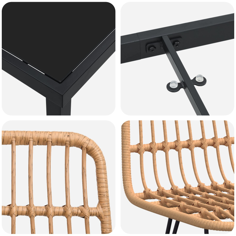 7-teiliges Garten-Essset Braun Poly Rattan