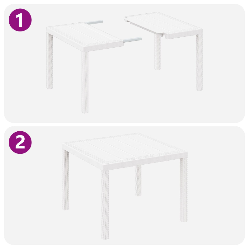 5-teiliges Garten Essset mit Kissen Weiß Poly-Rattan