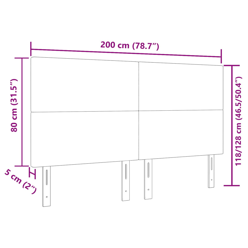 Kopfteil Einfaches Design Hellgrün Grau 200 cm Cord-Stoff