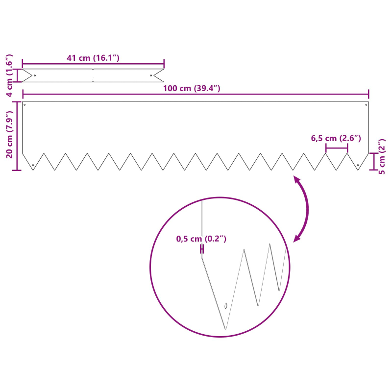 Rasenbegrenzungen 50 Stück Schwarz 100x0,5x20 cm Stahl