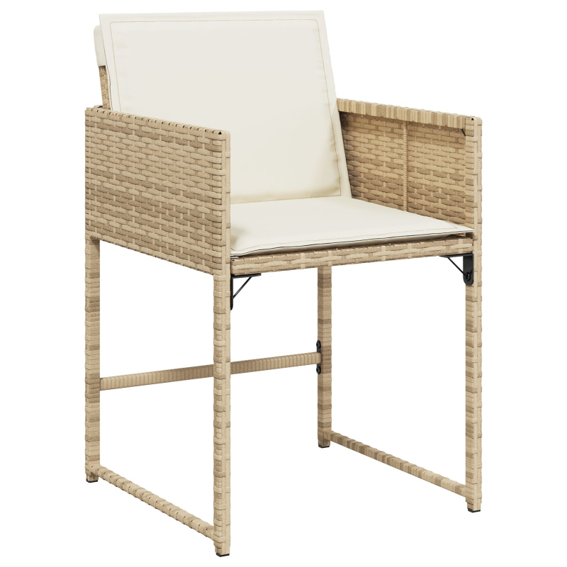 5-teiliges Garten Essset mit Kissen Beige Poly Rattan