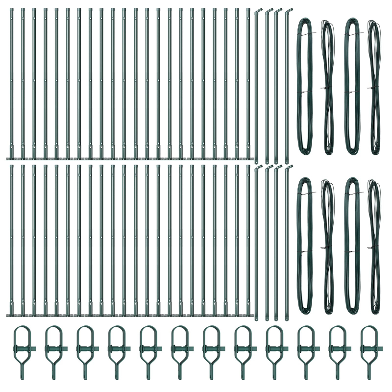 Zaunpfosten Set mit 52 Grün Pulverbeschichteter Stahl