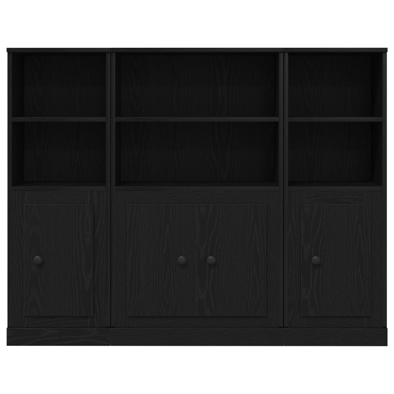 Highboard Schwarz Eiche 132x35,5x103,5 cm Holzwerkstoff