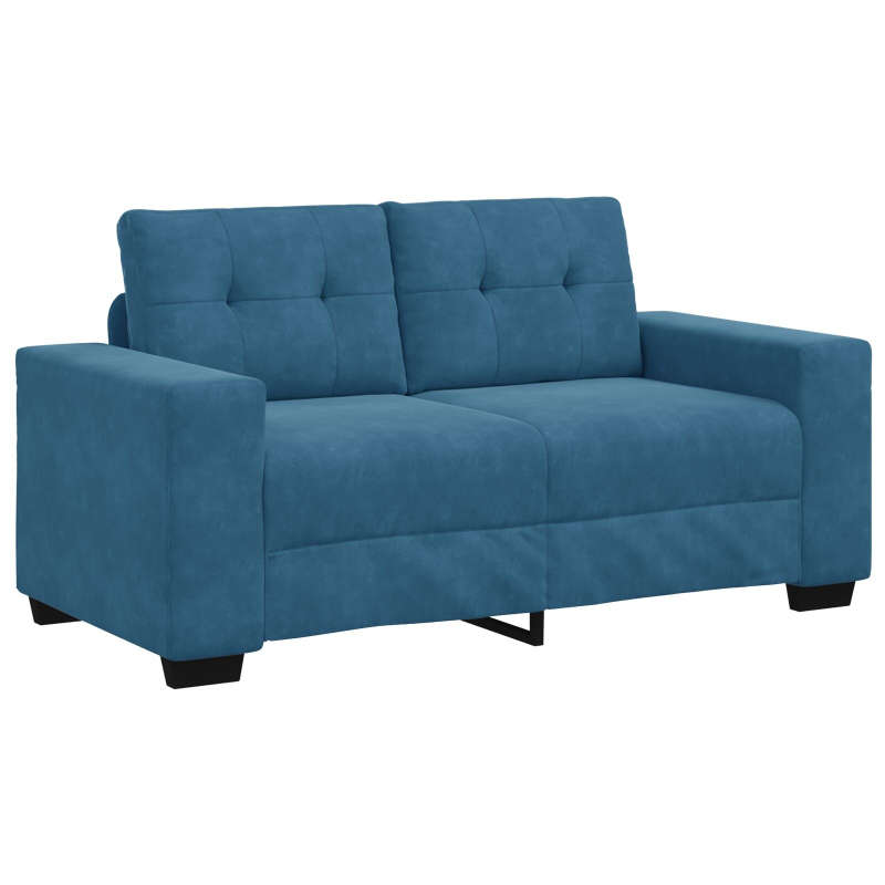 2-teilige Sofaset mit Kissen Blau Samt