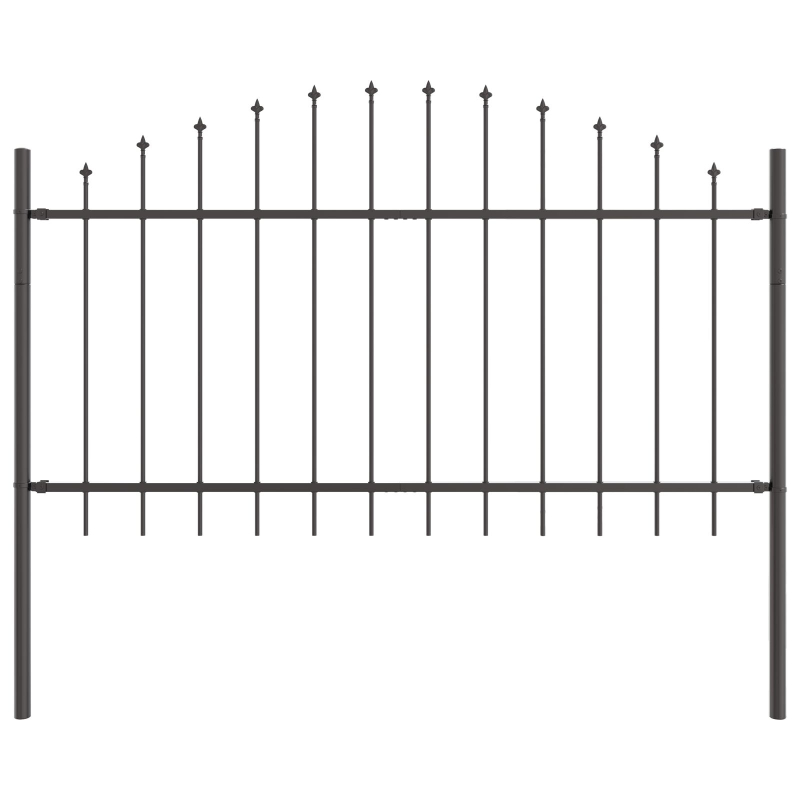 Gartenzaun mit Bogenoberteil in Grau 6,8x1 m aus Stahl