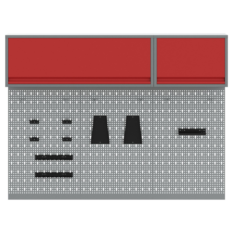 5-teiliges Werkzeugschrank- und Wandpaneel-Set aus rotem Metall