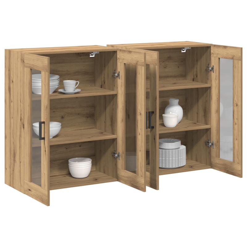 Wandmontierter Schrank Set aus 2 Artisan Eiche Holzwerkstoff