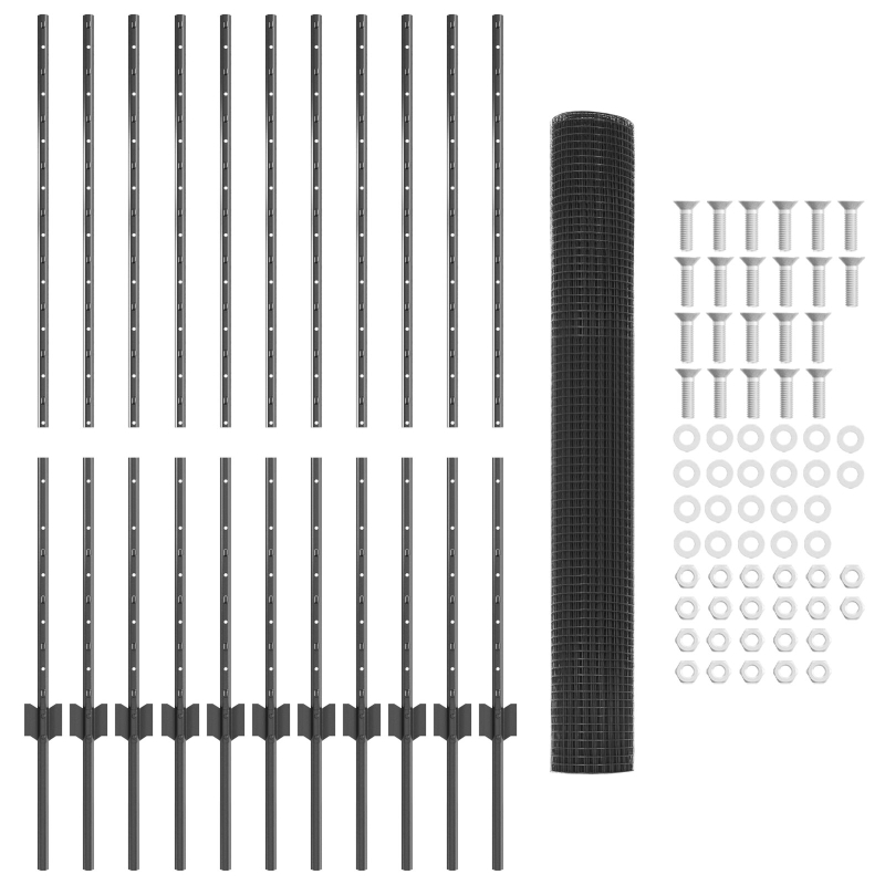 Schweißdrahtzaun mit 22 U-Pfosten Grau 1.2x25 m Stahl