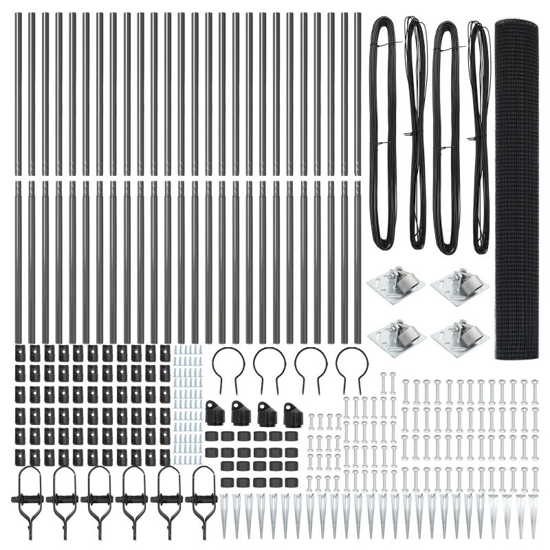 Geschweißter Drahtzaun mit 13 Spitzenpfosten Grau 1.4x50 m Stahl