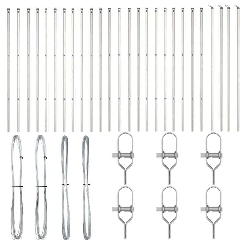 Zaunpfosten 26 Stück Ø32 mm 210 cm galvanisierter Stahl
