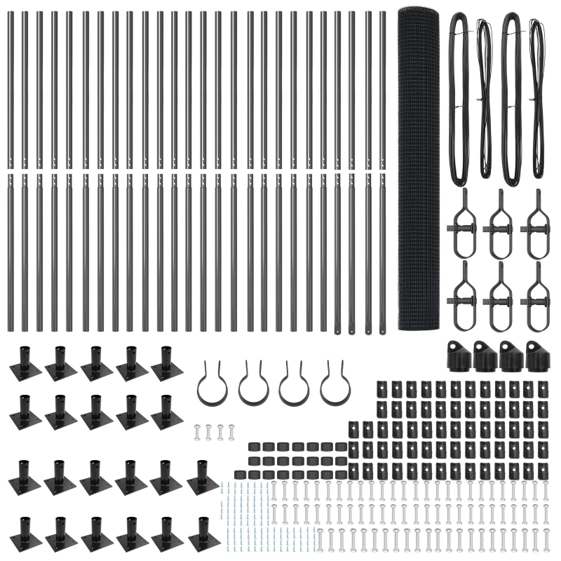 Geschweißter Drahtzaun mit 13 Flanschpfosten Grau 1,2 x 50 m Stahl