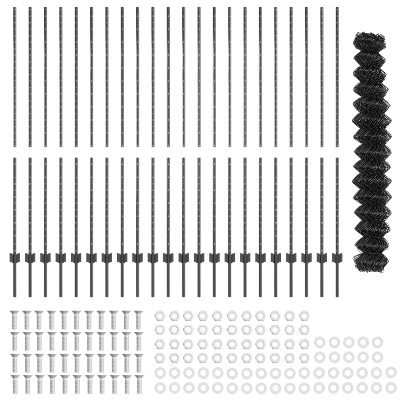 Drahtzaun mit 44 U-Posts Grau 1,6x25 m Stahl