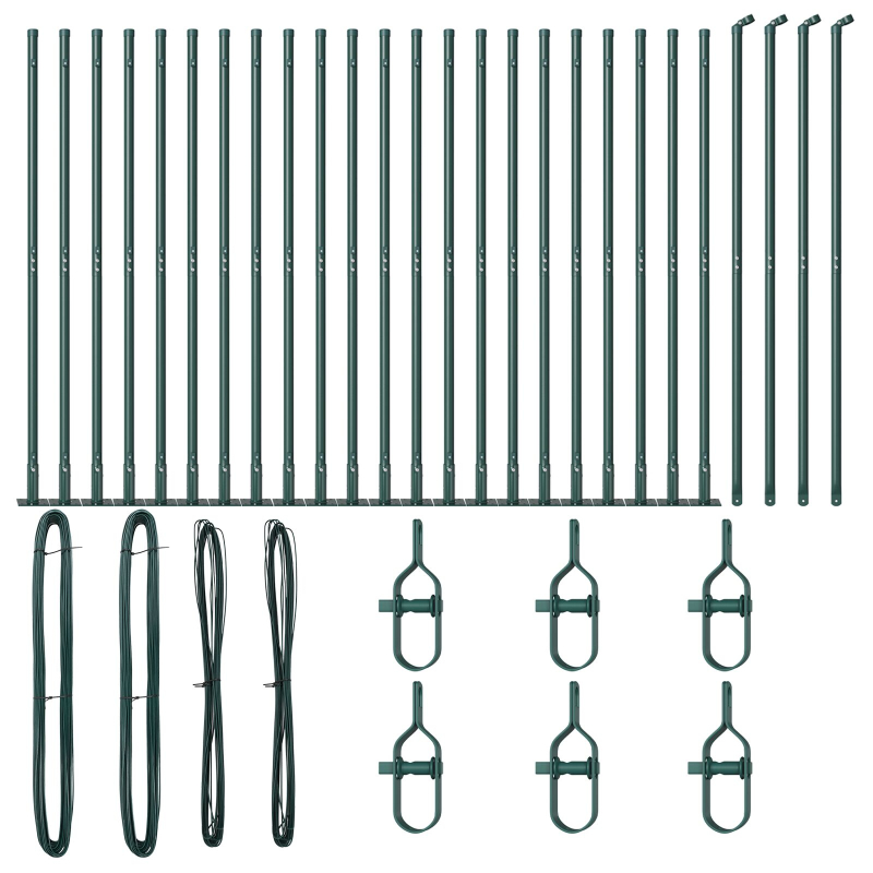 Zaunpfosten Set aus 52 Grün Stahl 3,2 x 3,2 x 88,5 cm Robust