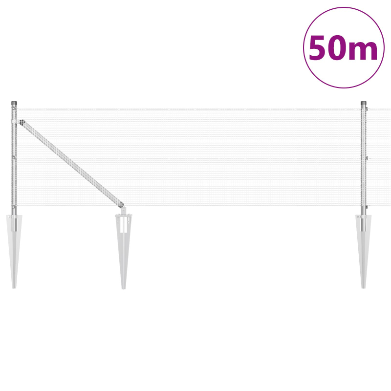 geschweißter Drahtzaun mit 13 Spike-Pfosten 0,5 x 50 m verzinkter Stahl