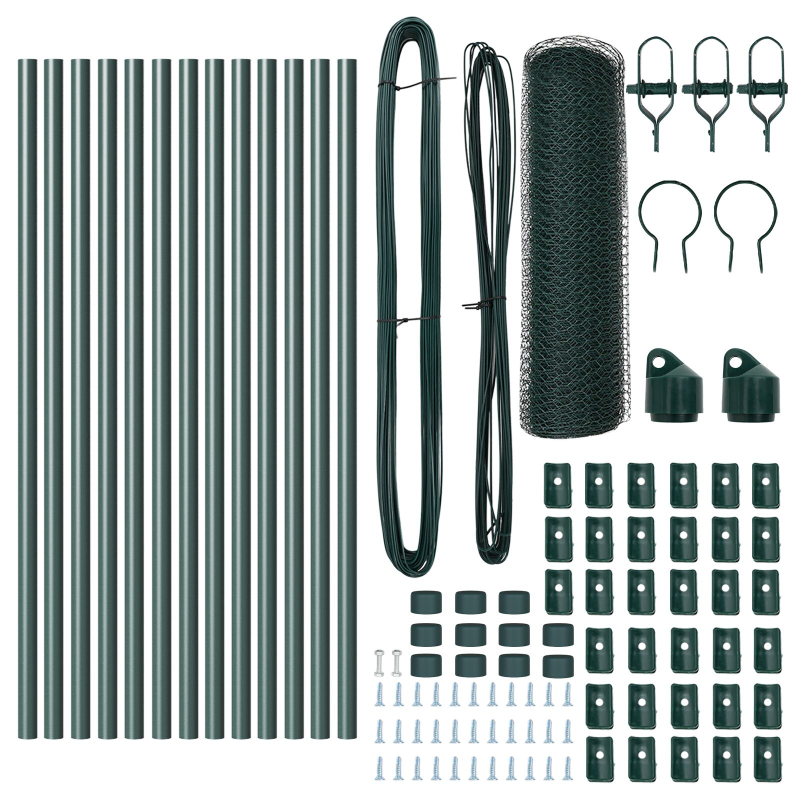 Zaunset 2er Set Waldgrün Pulverbeschichteter Stahl