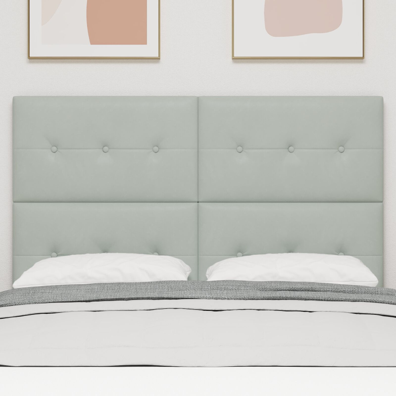 Kopfteil Mit Knöpfen Gepolstert Hellgrau 140 cm Samt