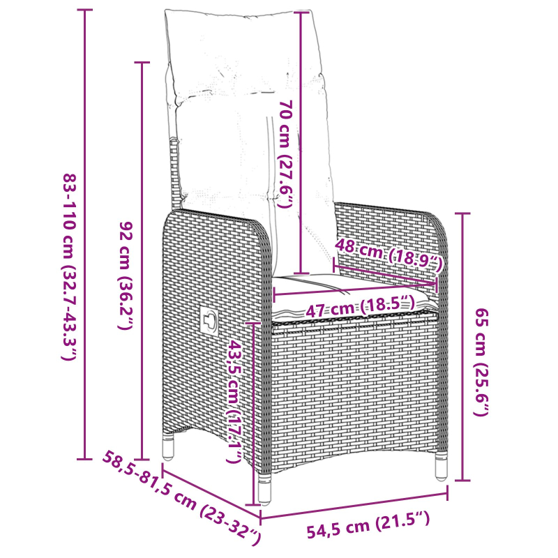 5-teiliges Garten-Ess-Set mit Kissen in Grau aus Poly-Rattan