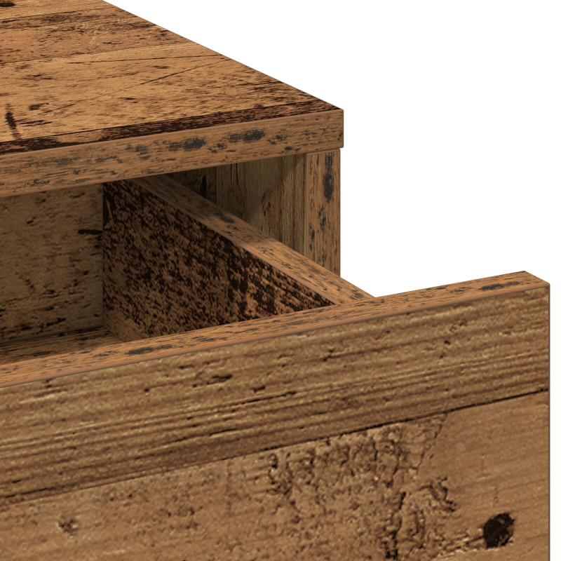 3-teiliges Frisiertisch Set mit LED im alten Holzfinish